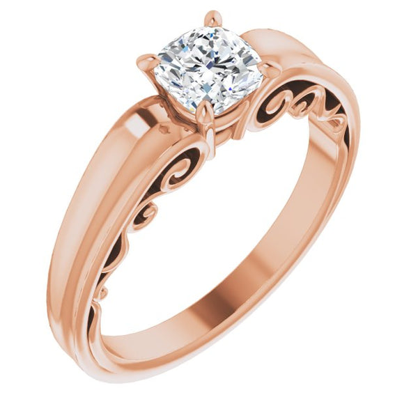 10K Rose Gold Customizable Cushion Cut Solitaire
