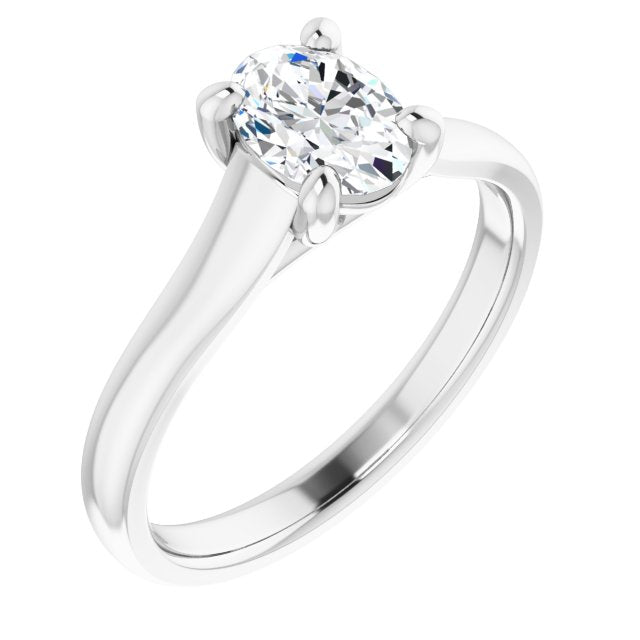 10K White Gold Customizable Oval Cut Cathedral-Prong Solitaire with Decorative X Trellis