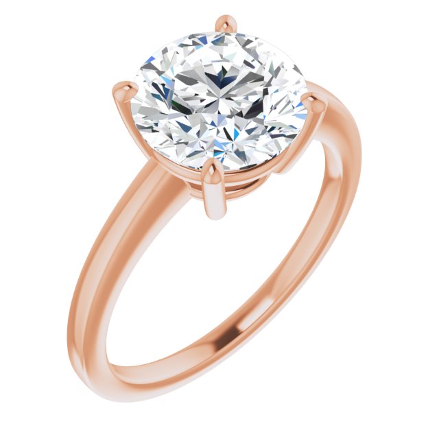 18K Rose Gold Customizable Bowl-Prongs Round Cut Solitaire with Thin Band