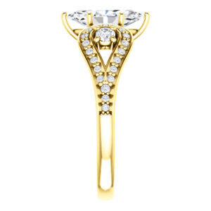 Cubic Zirconia Engagement Ring- The Tonya Laverne (Customizable Marquise Cut Design with Winged Split-Pavé Band)