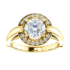 CZ Wedding Set, featuring The Kady engagement ring (Customizable Cathedral-set Round Cut with Semi-Halo)