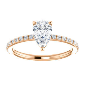 Cubic Zirconia Engagement Ring- The Delilah (Customizable Pear Cut Petite Style with 3/4 Pavé  Band)