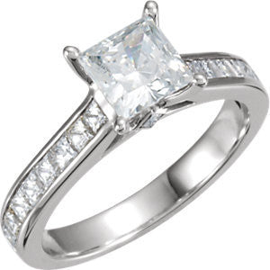 Cubic Zirconia Engagement Ring- The Estella (Princess Cut Peekaboo with Princess Channel)