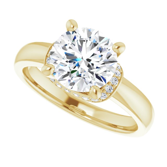 Cubic Zirconia Engagement Ring- The Jennifer Elena (Customizable Round Cut Style featuring Saddle-shaped Under Halo)