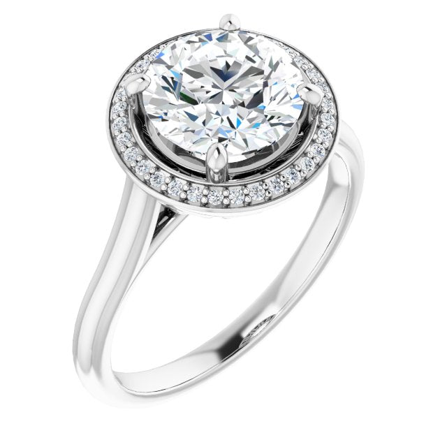 Cubic Zirconia Engagement Ring- The Cielo (Customizable Cathedral-Raised Round Cut Halo Style)
