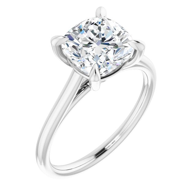 10K White Gold Customizable Classic Cathedral Cushion Cut Solitaire