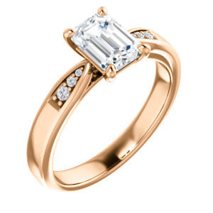 Cubic Zirconia Engagement Ring- The Ximena (Customizable Cathedral-Set Emerald Cut 7-stone Design)