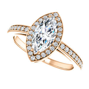 Cubic Zirconia Engagement Ring- The Kira (Customizable Cathedral-Halo Marquise Cut Design with Thin Pavé Band)