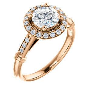 Cubic Zirconia Engagement Ring- The Thelma Ann (Customizable Cathedral-Halo Round Cut Design with Thin Accented Band)