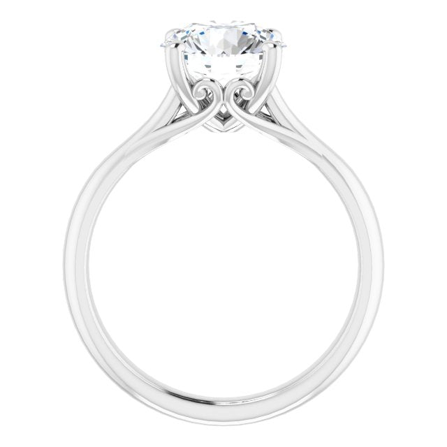 Cubic Zirconia Engagement Ring- The Crissy (Customizable Round Cut Solitaire with Decorative Prongs & Tapered Band)