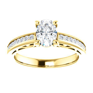 Cubic Zirconia Engagement Ring- The Jazmin Ella (Customizable Oval Cut with Three-sided Filigree and Channel Accents)