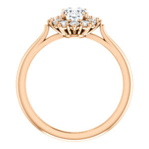 Cubic Zirconia Engagement Ring- The Kirsten (Customizable Oval Cut with Large Cluster-Accent Crown-Supported Halo)