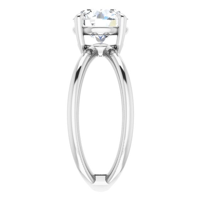 Cubic Zirconia Engagement Ring- The Bǎo (Customizable Round Cut Solitaire with Semi-Atomic Symbol Band)
