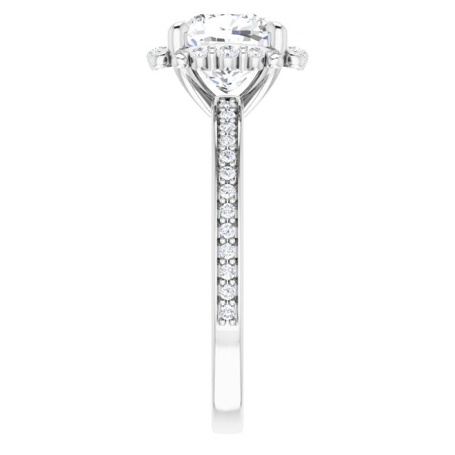 Cubic Zirconia Engagement Ring- The Agatha (Customizable Cushion Cut Style with Halo and Thin Shared Prong Band)