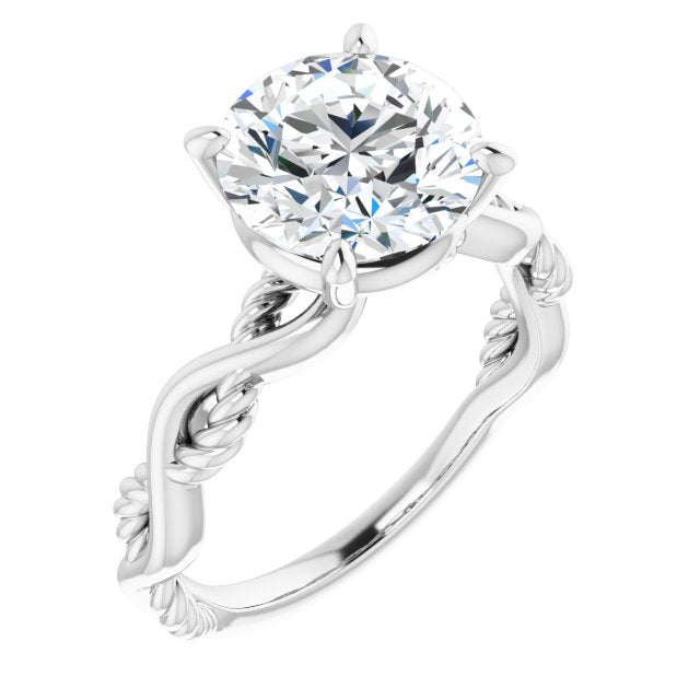 14K White Gold Customizable Round Cut Solitaire with Twisting Split Band