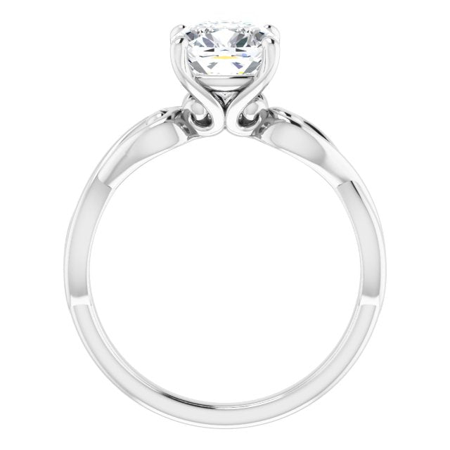 Cubic Zirconia Engagement Ring- The Eleonora (Customizable Cushion Cut Solitaire Design with Tapered Infinity-symbol Split-band)
