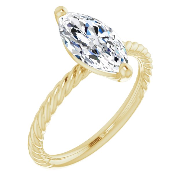 Cubic Zirconia Engagement Ring- The Donna Lea (Customizable Marquise Cut Solitaire featuring Braided Rope Band)