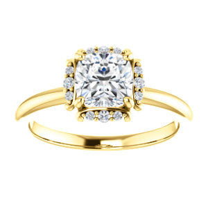 Cubic Zirconia Engagement Ring- The Tiara Rose (Customizable Cushion Cut Design with Thin Band & Semi-Halo)