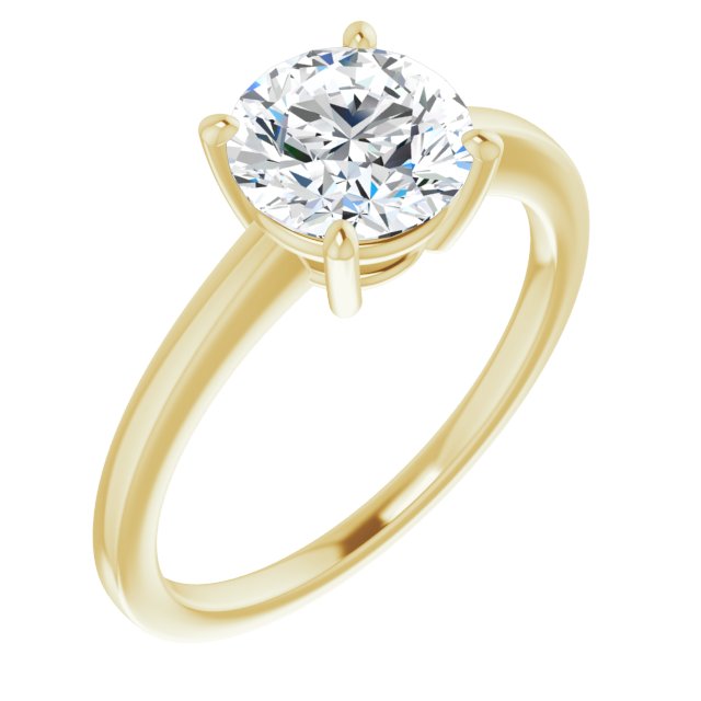10K Yellow Gold Customizable Bowl-Prongs Round Cut Solitaire with Thin Band