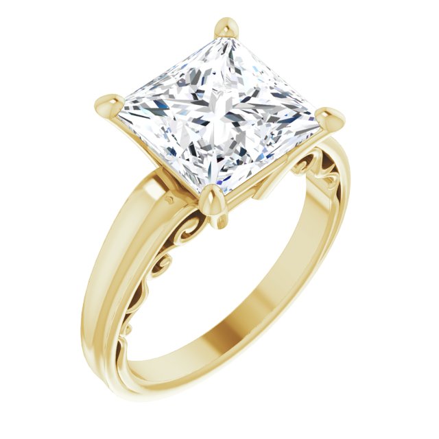 10K Yellow Gold Customizable Princess/Square Cut Solitaire