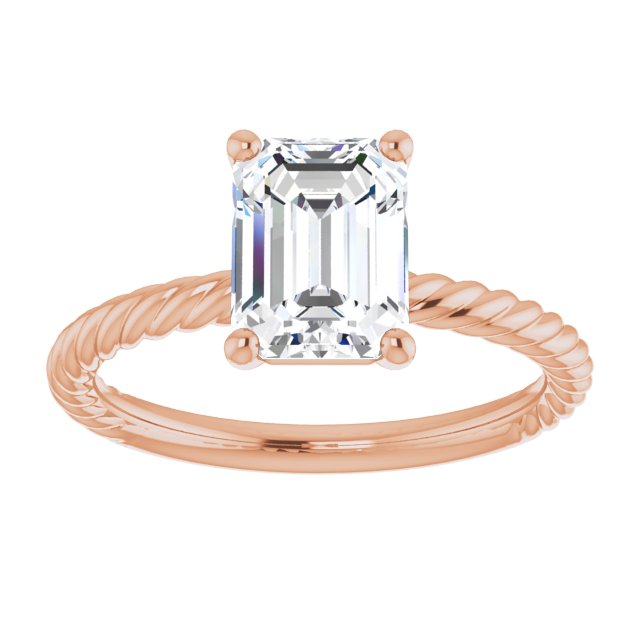 Cubic Zirconia Engagement Ring- The Donna Lea (Customizable Emerald Cut Solitaire featuring Braided Rope Band)