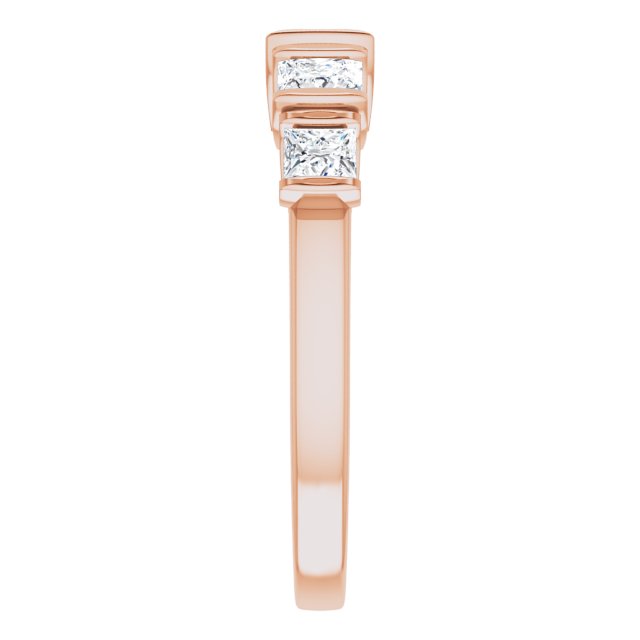 Cubic Zirconia Engagement Ring- The Elizabeth Mary (Customizable 5-stone Princess/Square Cut Design with Thick Channel Setting)