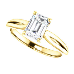 Cubic Zirconia Engagement Ring- The Viola (Customizable Radiant Cut Solitaire with Curving Tapered Split Band)