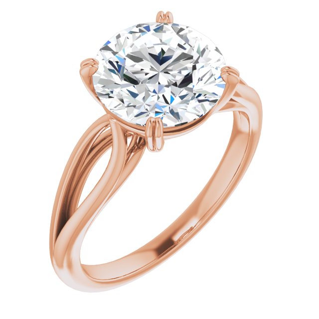 10K Rose Gold Customizable Round Cut Solitaire with Wide-Split Band