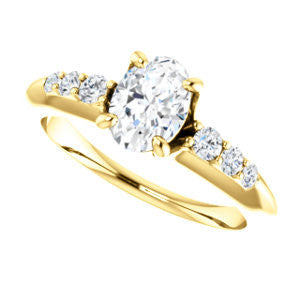 Cubic Zirconia Engagement Ring- The Karyn Nya (Customizable 7-stone Oval Cut style with Tapered Band & Round Prong-set Accents)