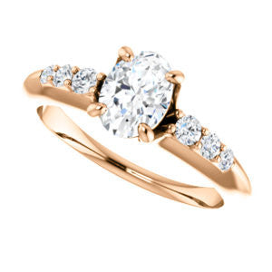 Cubic Zirconia Engagement Ring- The Karyn Nya (Customizable 7-stone Oval Cut style with Tapered Band & Round Prong-set Accents)