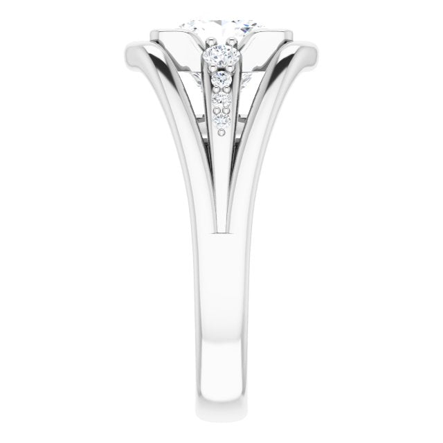 Cubic Zirconia Engagement Ring- The Naira (Customizable 9-stone Princess/Square Cut Design with Bezel Center, Wide Band and Round Prong Side Stones)
