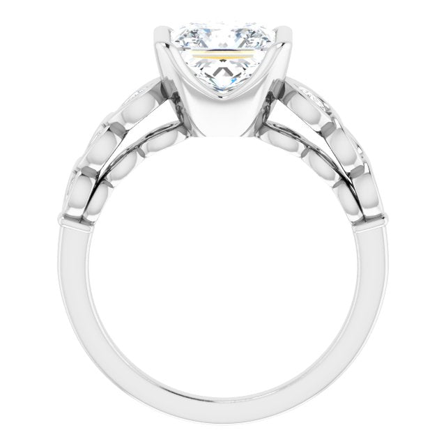 Cubic Zirconia Engagement Ring- The Destiny (Customizable 7-stone Princess/Square Cut Design with Interlocking Infinity Band)