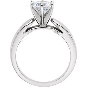 Cubic Zirconia Engagement Ring- The Kristal (Customizable Solitaire with Wide 3D Rounded Band)