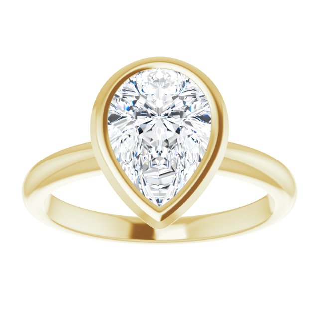 Cubic Zirconia Engagement Ring- The Aeriol (Customizable Bezel-set Pear Cut Solitaire with Thin Band)