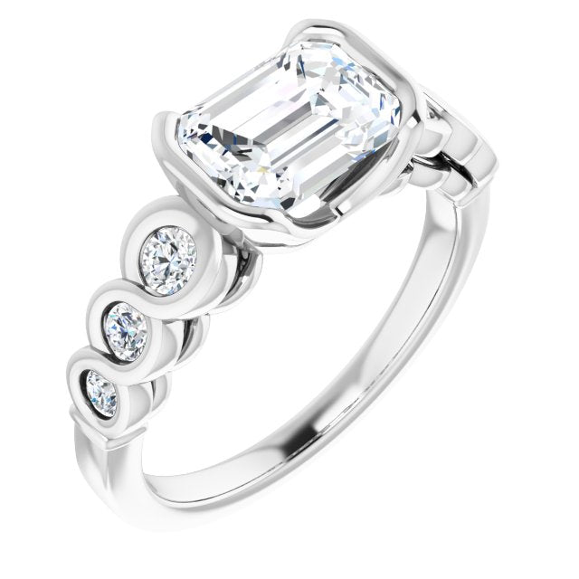 Cubic Zirconia Engagement Ring- The Destiny (Customizable 7-stone Radiant Cut Design with Interlocking Infinity Band)