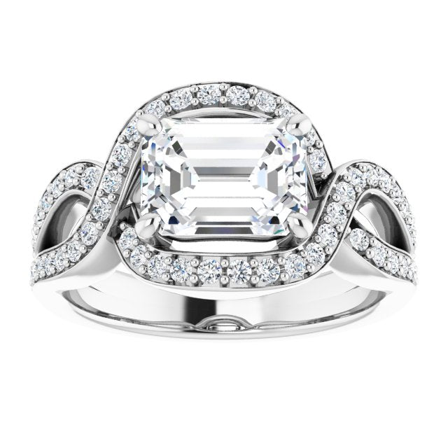 Cubic Zirconia Engagement Ring- The Effie (Customizable Radiant Cut Center with Infinity-inspired Split Shared Prong Band and Bypass Halo)
