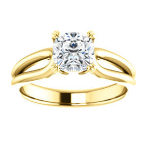 Cubic Zirconia Engagement Ring- The Jan (Customizable Cushion Cut Thick-Split Band Solitaire)