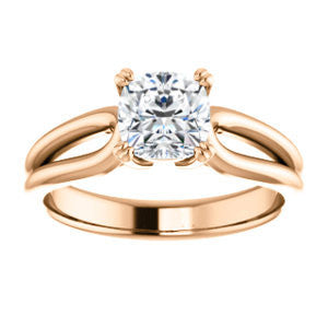 Cubic Zirconia Engagement Ring- The Jan (Customizable Cushion Cut Thick-Split Band Solitaire)