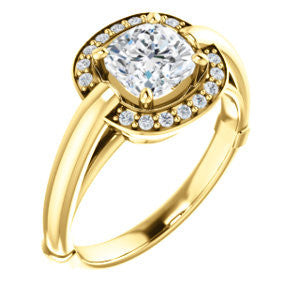 Cubic Zirconia Engagement Ring- The Kady (Customizable Cathedral-set Cushion Cut with Semi-Halo)