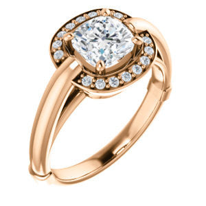 Cubic Zirconia Engagement Ring- The Kady (Customizable Cathedral-set Cushion Cut with Semi-Halo)