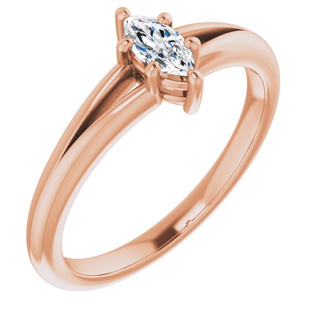 14K Rose Gold Customizable Marquise Cut Solitaire with Tapered Split Band
