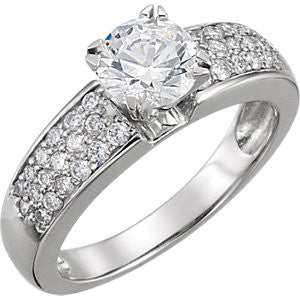Cubic Zirconia Engagement Ring- The Ashleigh (Customizable with Triple Row Pavé)