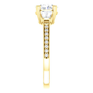 Cubic Zirconia Engagement Ring- The Hazel Rae (Customizable Oval Cut Design with Quad Baguette Accents and Pavé Band)