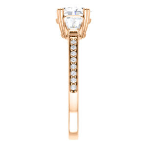 Cubic Zirconia Engagement Ring- The Hazel Rae (Customizable Oval Cut Design with Quad Baguette Accents and Pavé Band)