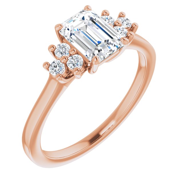 10K Rose Gold Customizable Emerald/Radiant Cut 7-stone Prong-Set Design