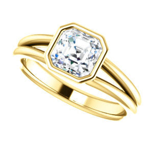 Cubic Zirconia Engagement Ring- The Shae (Customizable Asscher Cut Split-Band Solitaire)