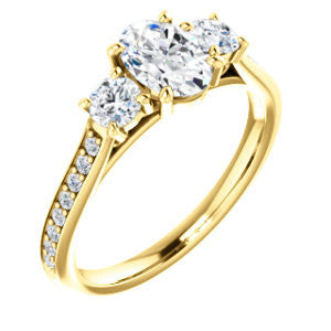 CZ Wedding Set, featuring The Tess engagement ring (Customizable Oval Cut Trellis-Enhanced Bridge Setting with Semi-Pavé Band)