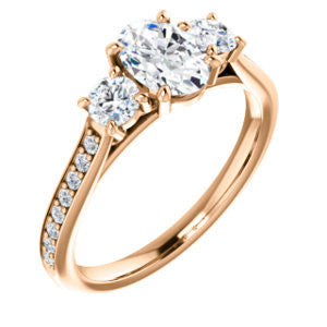 CZ Wedding Set, featuring The Tess engagement ring (Customizable Oval Cut Trellis-Enhanced Bridge Setting with Semi-Pavé Band)