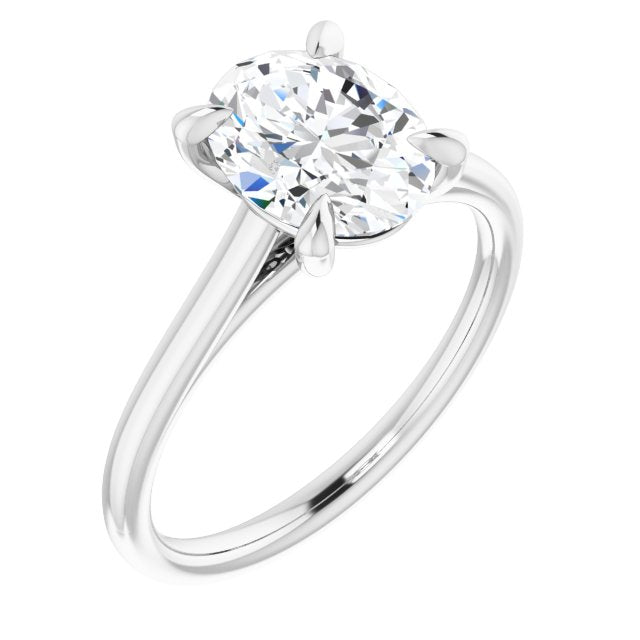10K White Gold Customizable Classic Cathedral Oval Cut Solitaire