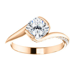 Cubic Zirconia Engagement Ring- The Marcia (Customizable Bezel-set Cushion Cut Bypass Design with 3-sided Mobius-inspired Split-Pavé Band)